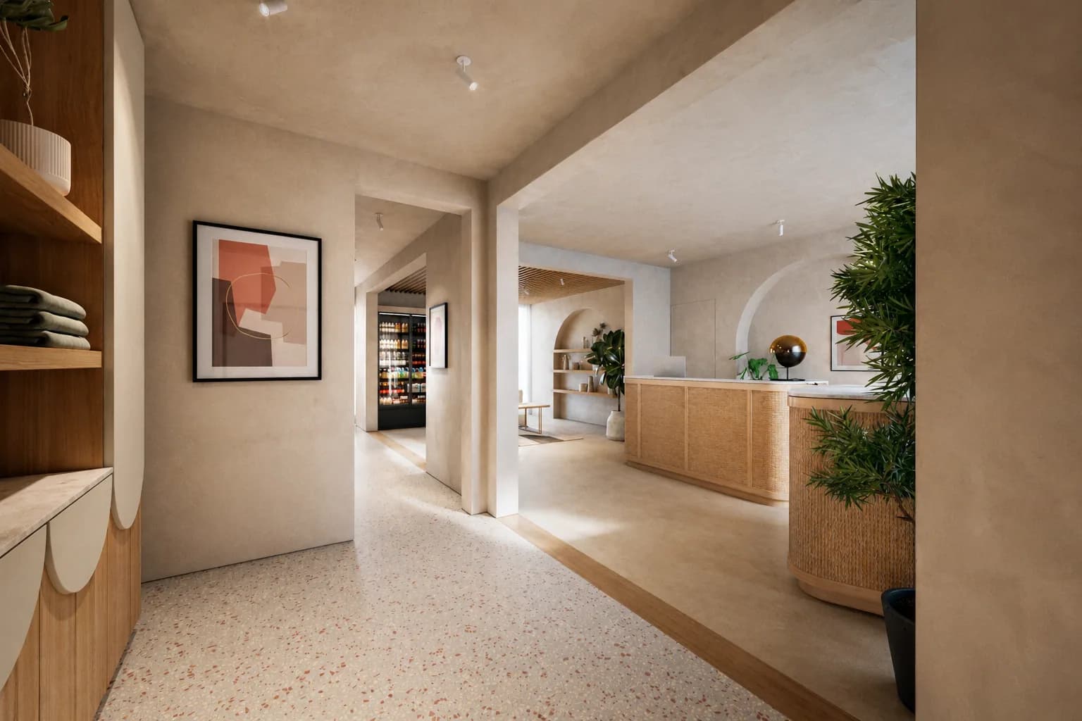 High-end interieurvisualisatie van een hotelruimte